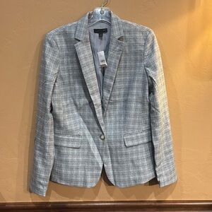 NWT ANN TAYLOR Grey Plaid Blazer